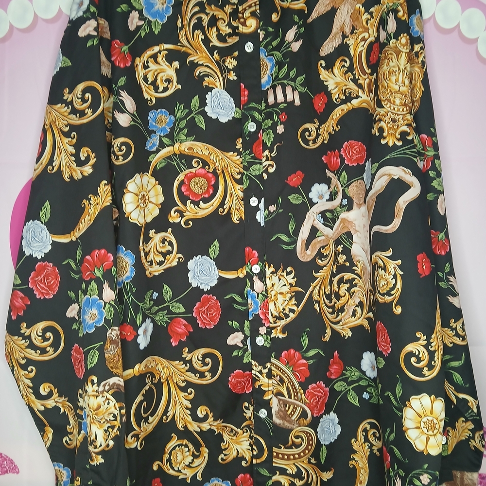 Men's Black and Gold Baroque Floral Blazer